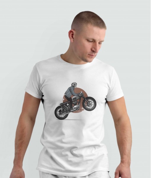 Мъжка тениска с щампа Готика Motor and skeleton